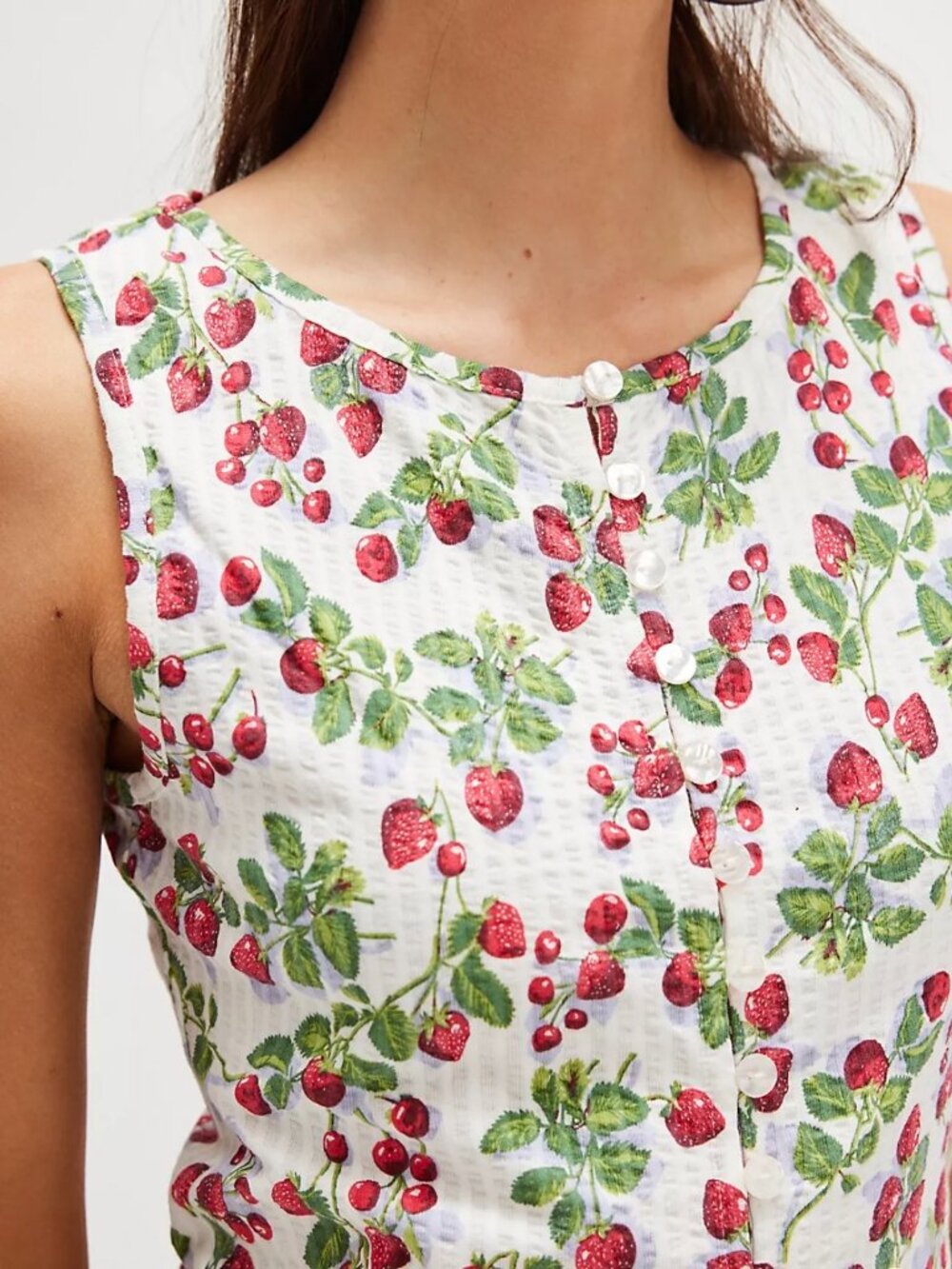 NWT FREE PEOPLE TILLY STRAWBERRY PRINT VEST TOP L - Picture 6 of 7
